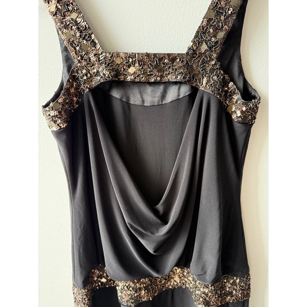 Sue Wong Nocturne Beaded Sequin Black Cocktail Dress Retro Romance Flapper Y2K 8 - Picture 5 of 11